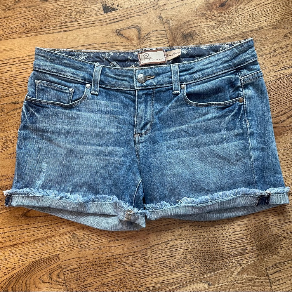 Paige Premium Denim Jimmy Jimmy Distressed Frayed Hem Denim Shorts Size 26